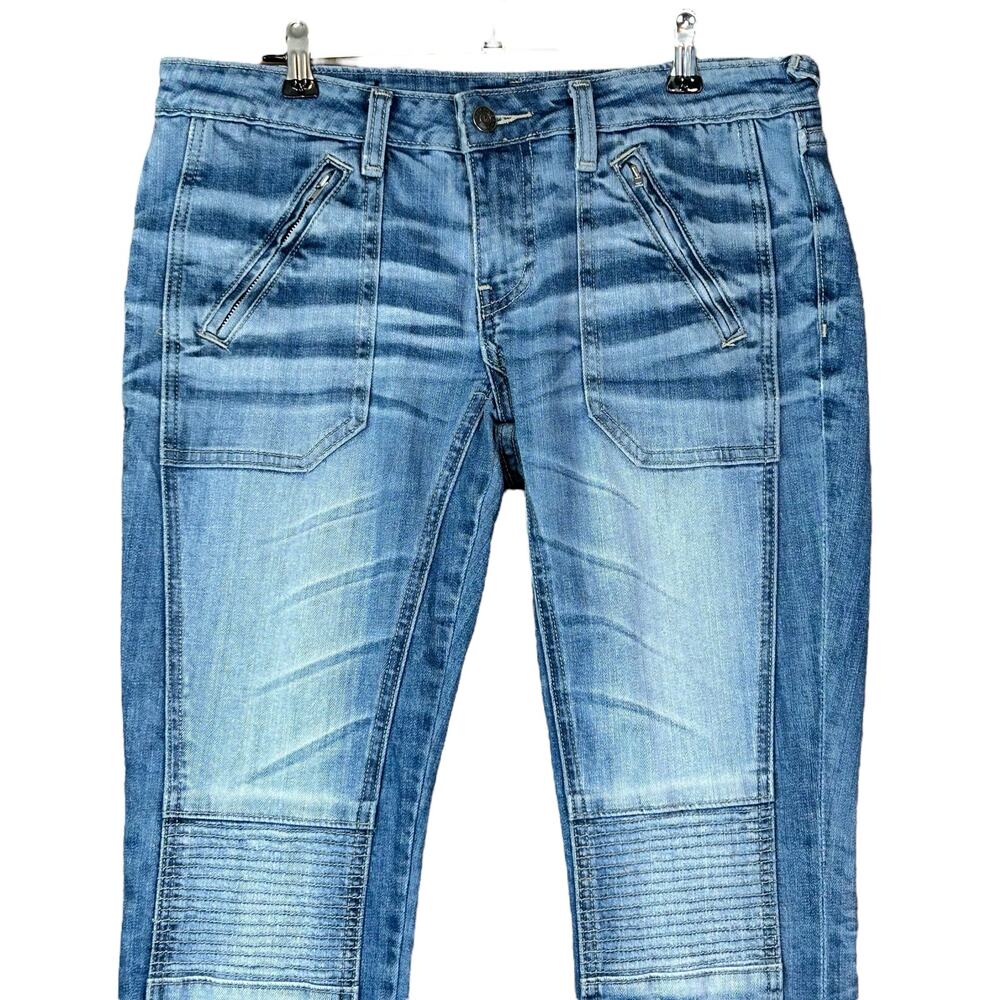 Vigoss Jeans Women Size 29 Blue The Motto Skinny Zip Ankle Stonewash Biker Denim - Picture 2 of 11